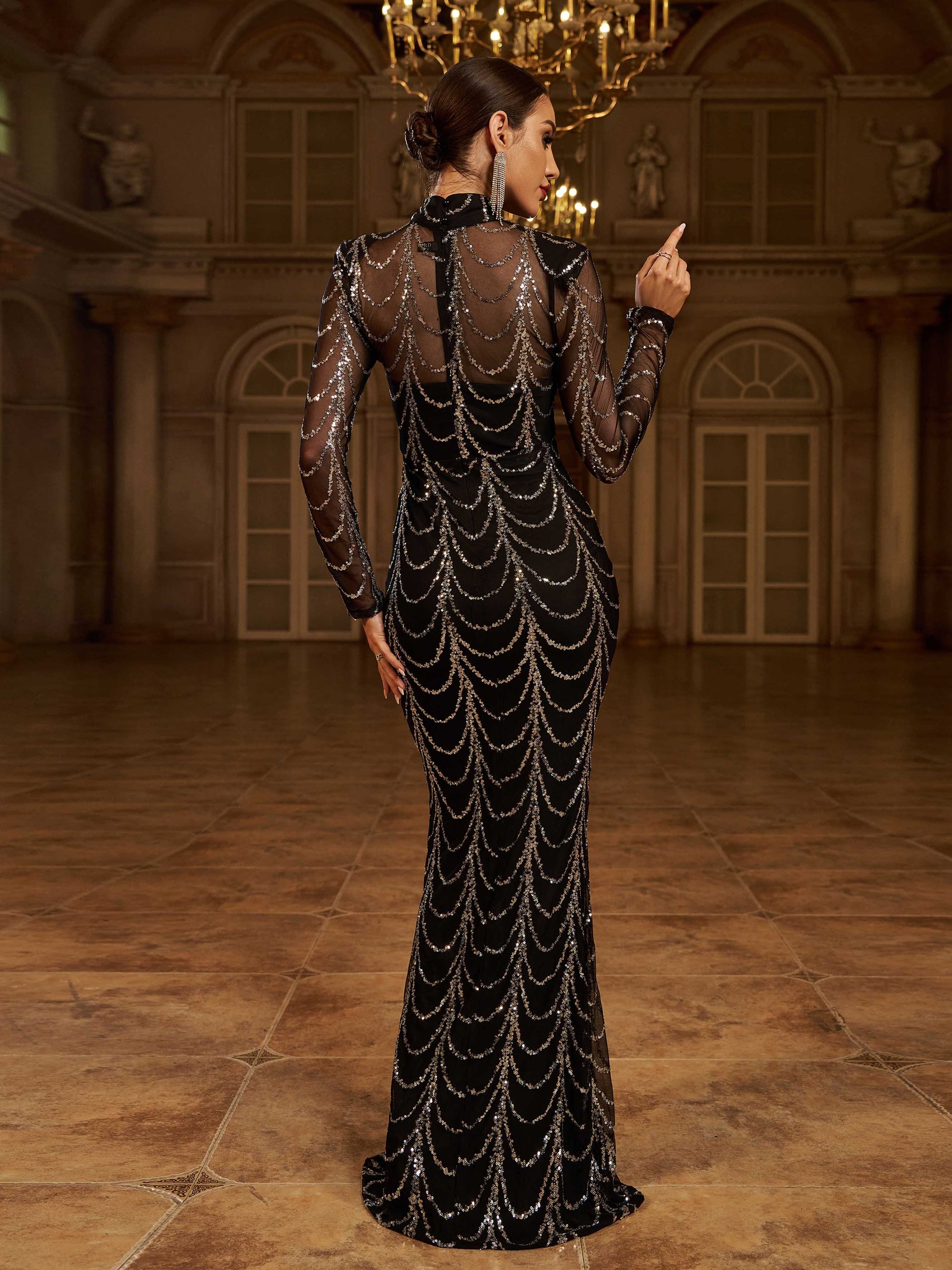 See-through Ripple Cocktail Dress