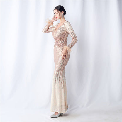 Ostrich Gradient Formal Dress