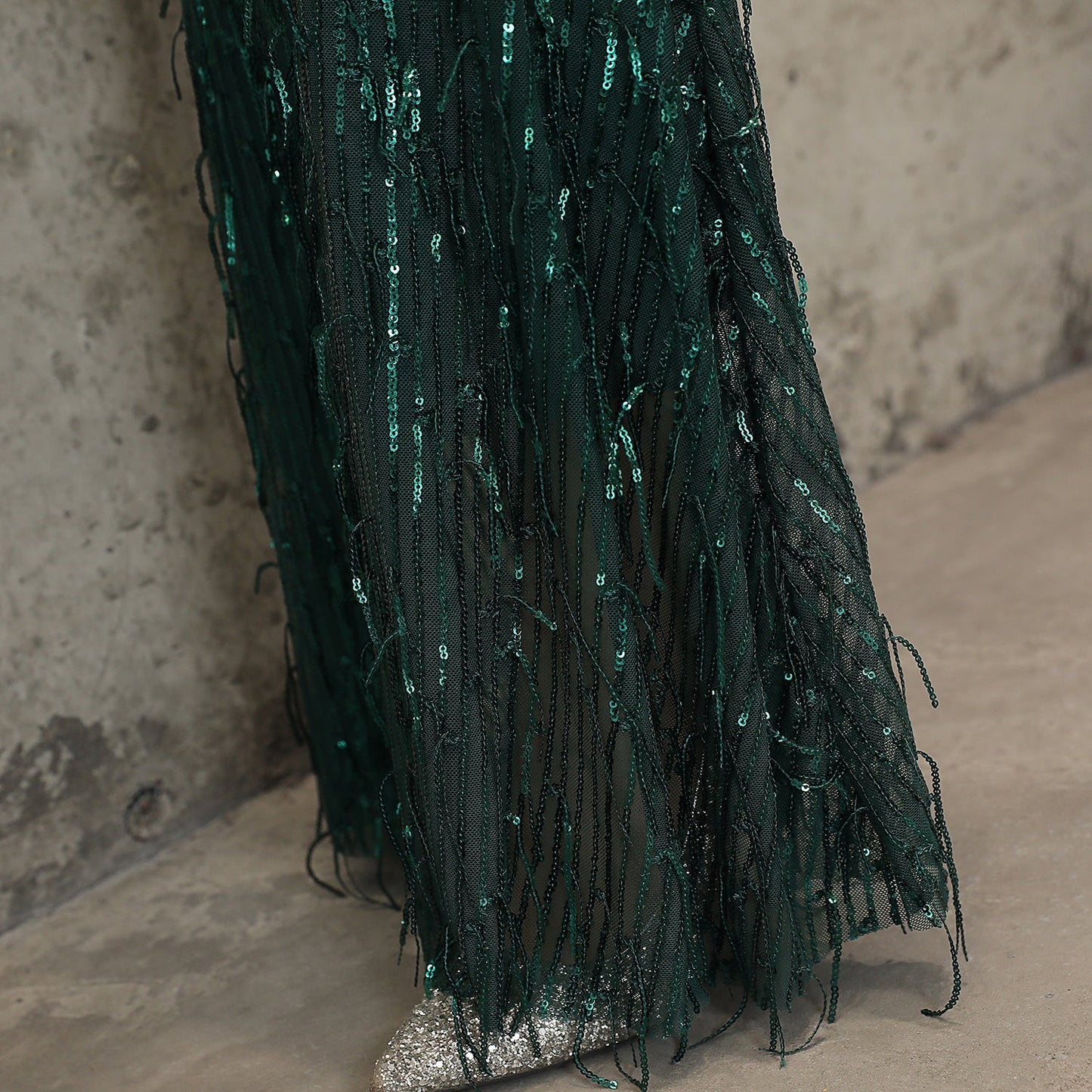 Silk Thread Fringe Beaded Formal Dresses