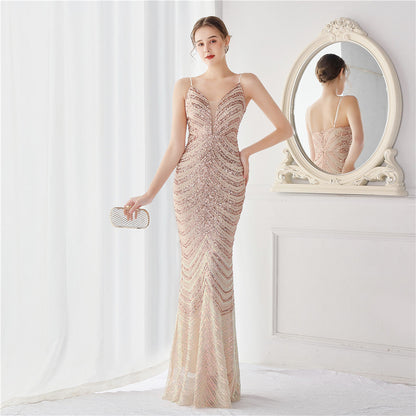 Wave Gradient Beaded Formal Dress