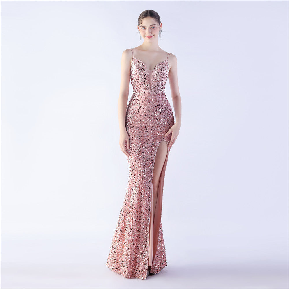 Azura Long Spaghetti Strap Evening Formal Gown