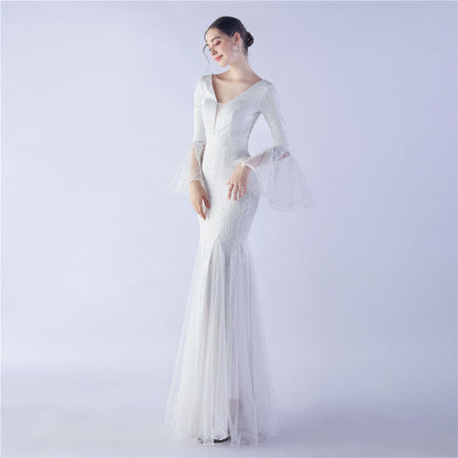 Trimmed Mesh Formal Gown