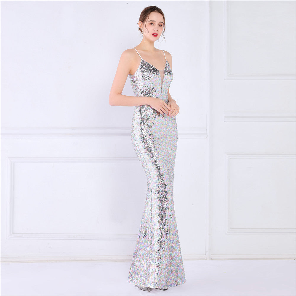 Beaded Position Flower Formal Dress