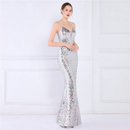 Beaded Position Flower Formal Dress
