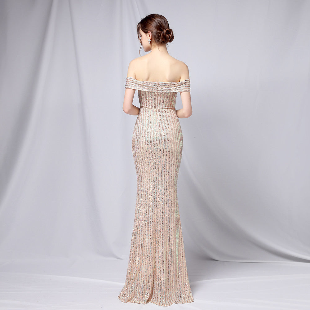 Off The Shoulder Fishtail Formal Dress