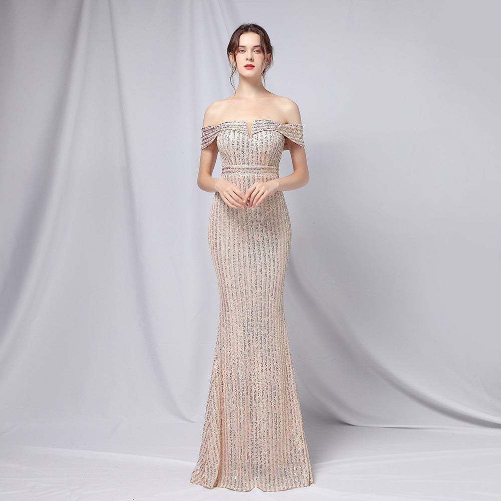Off The Shoulder Fishtail Formal Dress