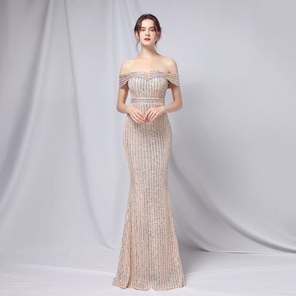 Off The Shoulder Fishtail Formal Dress