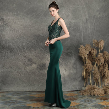 Handmade Applique Beaded Formal Dress