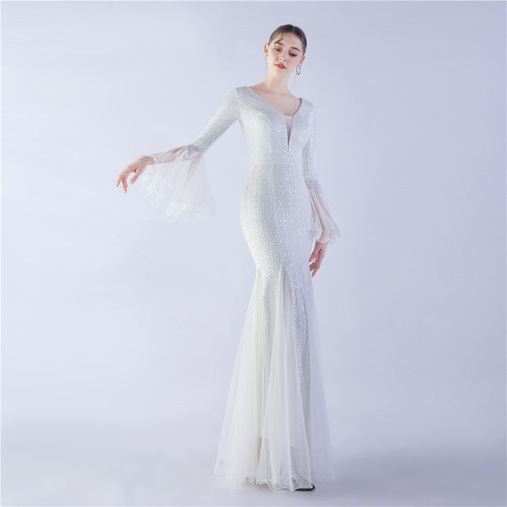 Trimmed Mesh Formal Gown