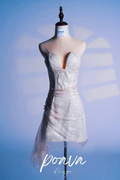 Sequin tulle mini dress in pink