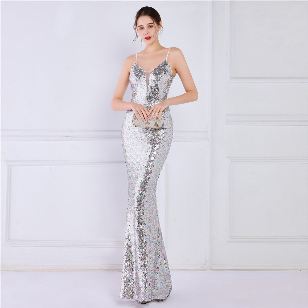 Beaded Position Flower Formal Dress