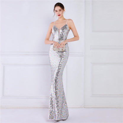 Beaded Position Flower Formal Dress