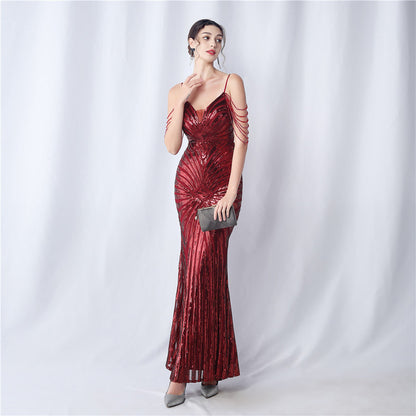 Beaded Halter Formal Dress