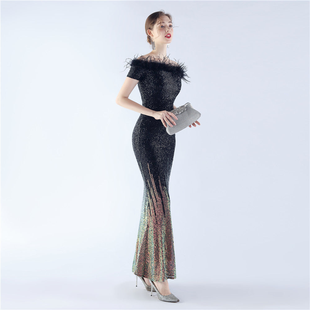 Mireille Off Shoulder High-End Evening Formal Dress