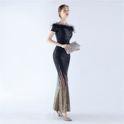 Mireille Off Shoulder High-End Evening Formal Dress