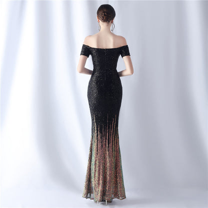 Gradient Beaded Formal Dress