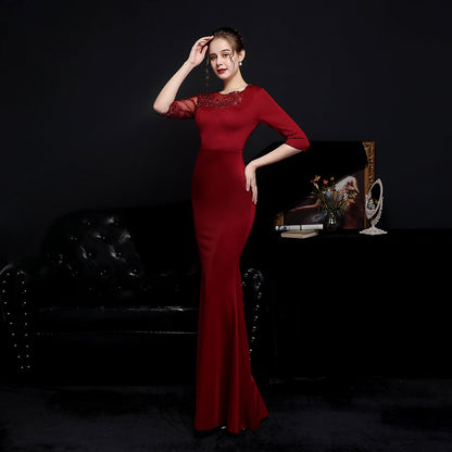 Lace Rhinestone Formal Dress