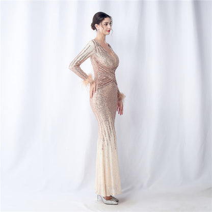 Ostrich Gradient Formal Dress