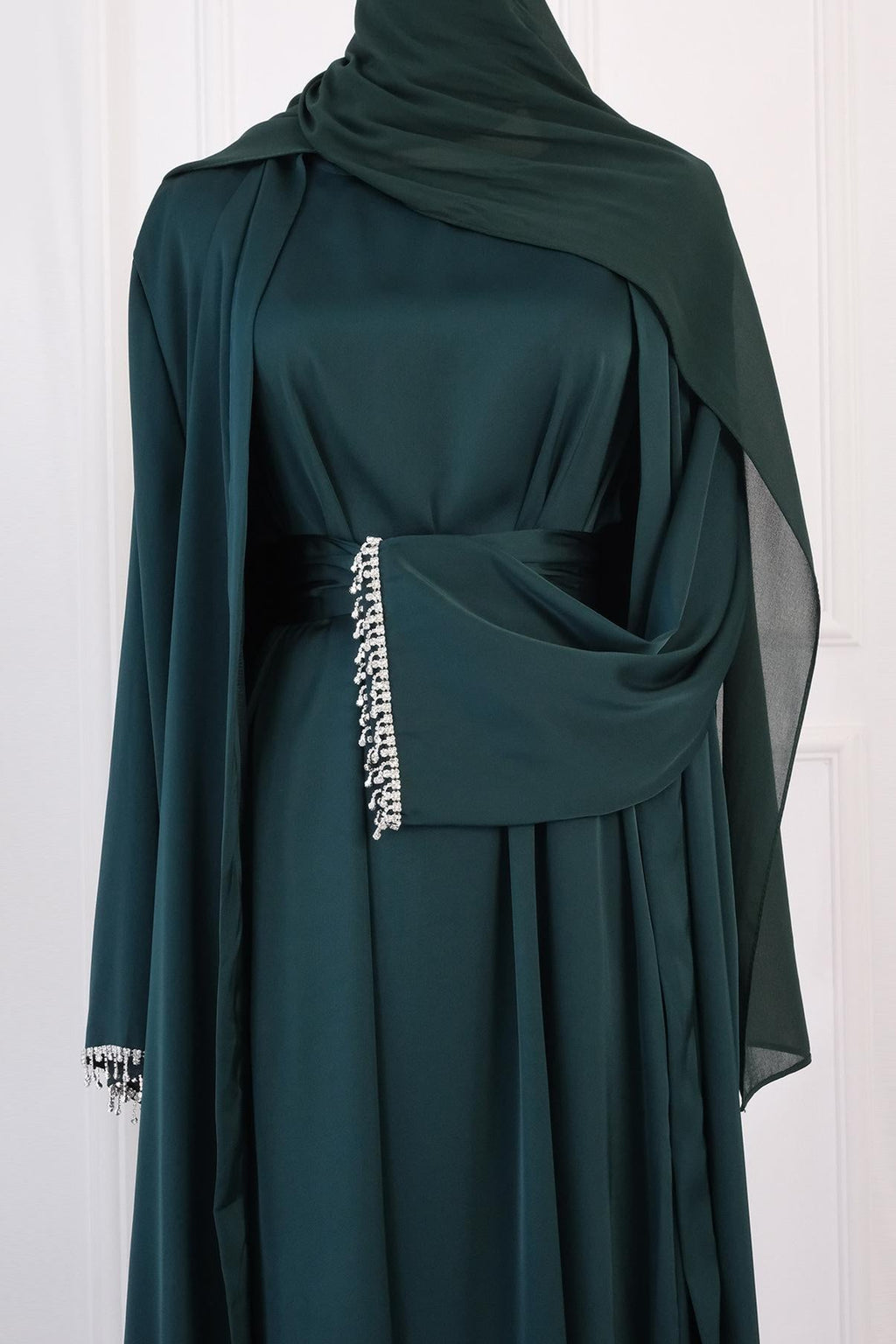 1pcs Solid Color Beaded Cardigan Robe