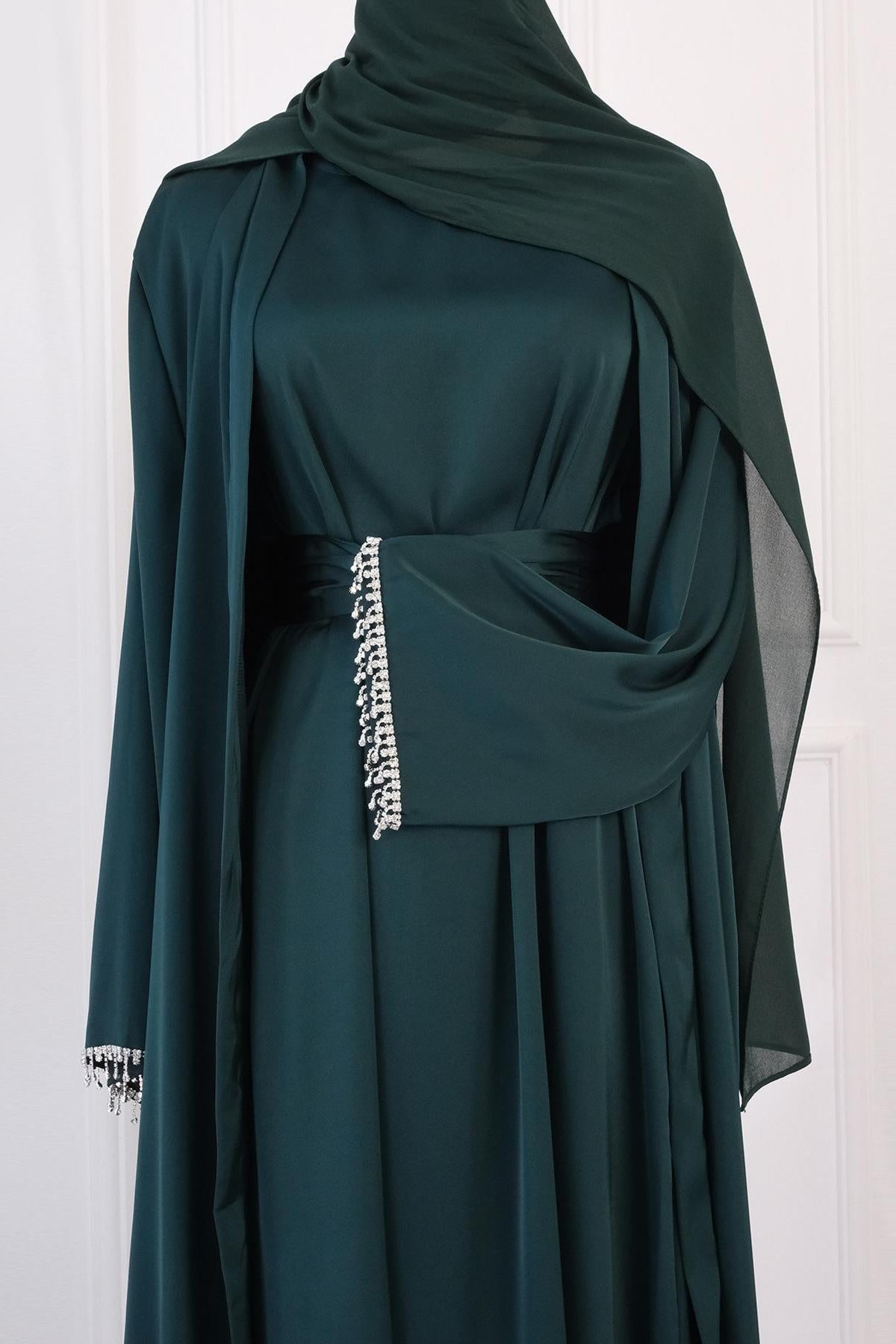 1pcs Solid Color Beaded Cardigan Robe