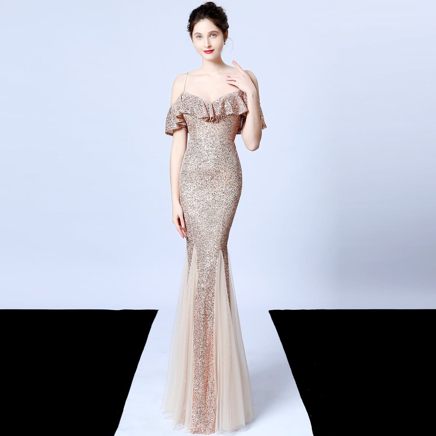 Silk Thread Fringe Beaded Formal Dresses