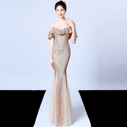 Silk Thread Fringe Beaded Formal Dresses