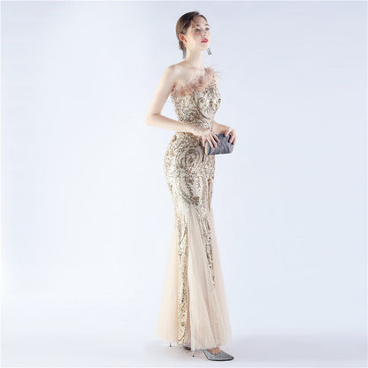 Mesh Sequined Formal Dress