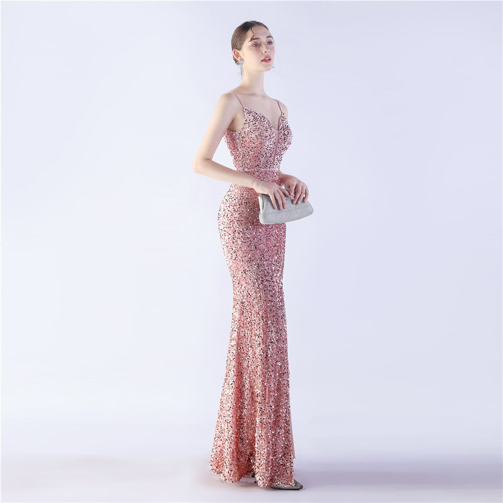 Azura Long Spaghetti Strap Evening Formal Gown