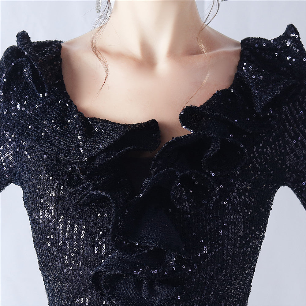 Ostrich Wave Beaded Formal Dress