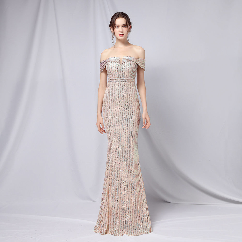 Off The Shoulder Fishtail Formal Dress
