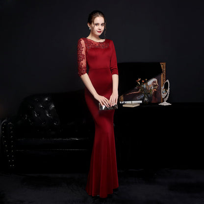 Lace Rhinestone Formal Dress