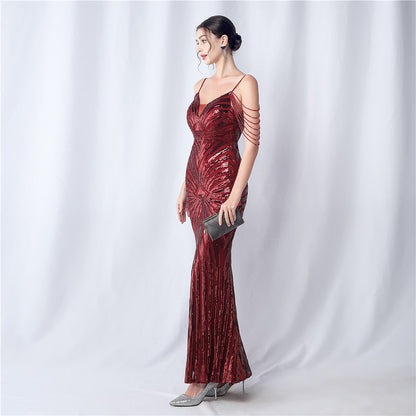 Beaded Halter Formal Dress
