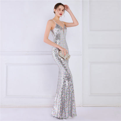 Beaded Position Flower Formal Dress