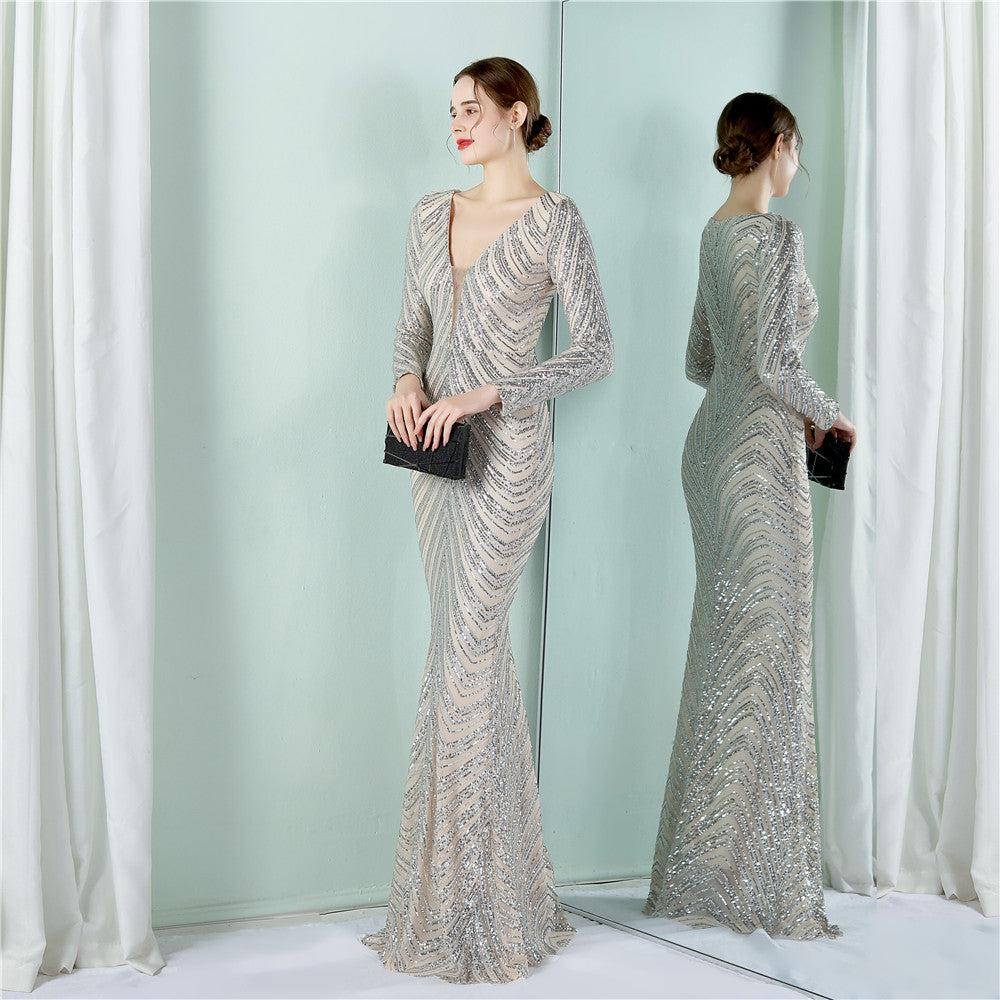 Sequined Fishtail Formal Dress