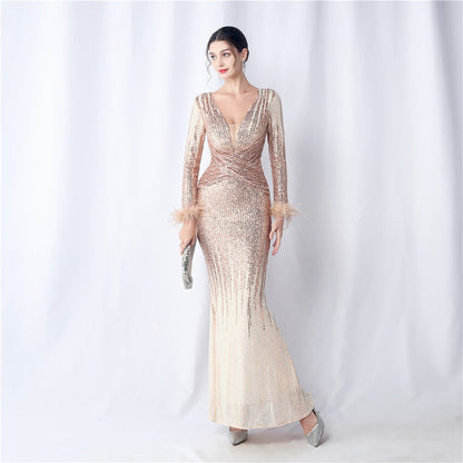 Ostrich Gradient Formal Dress