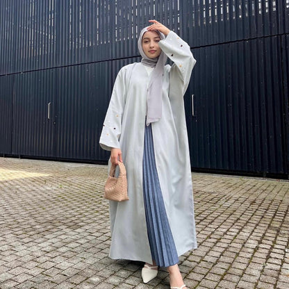 2pcs Set Heart Embroidered Cardigan Robe and Love Hijab