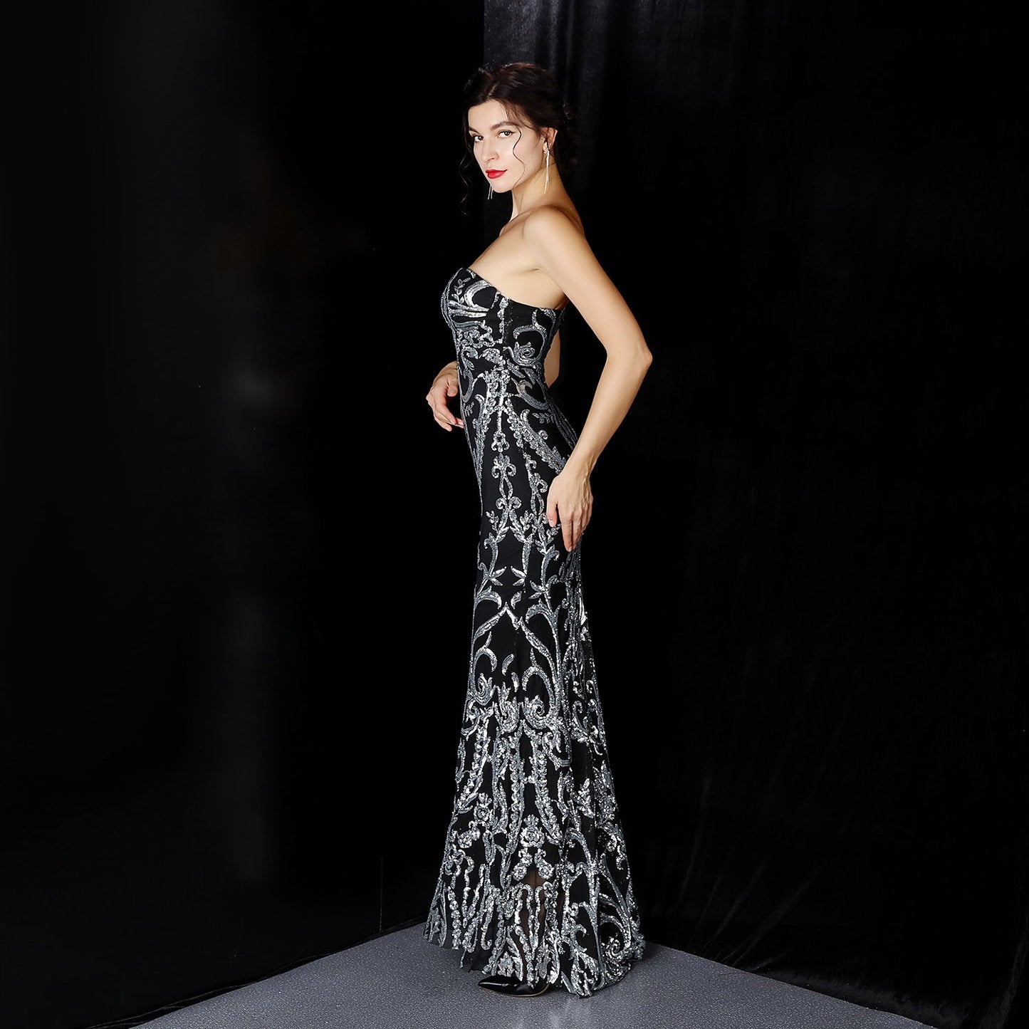 Sequined Formal Dresses with Short Front and Long Back