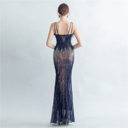 Ostrich Fur Halter Formal Dress