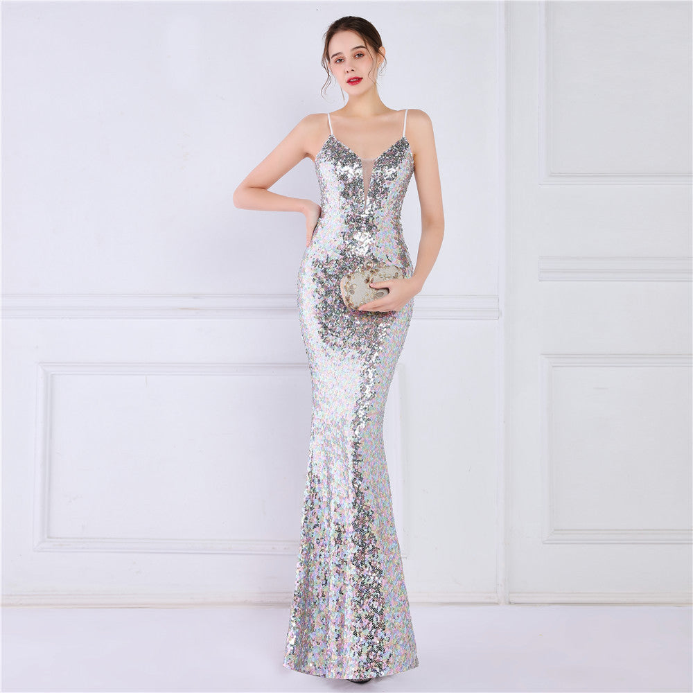 Beaded Position Flower Formal Dress