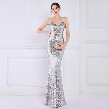 Beaded Position Flower Formal Dress