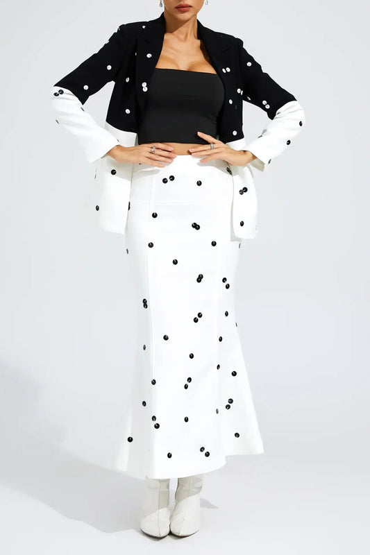 LONG SLEEVE SEQUIN TWO PIECE MIDI SET