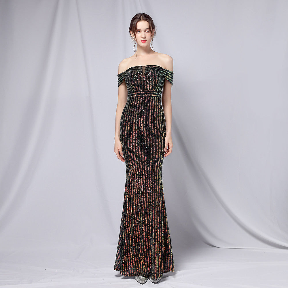 Off The Shoulder Fishtail Formal Dress