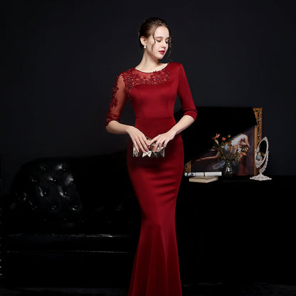 Lace Rhinestone Formal Dress