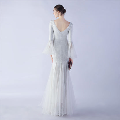 Trimmed Mesh Formal Gown