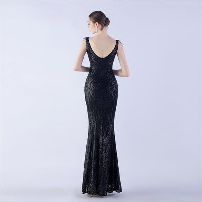 Camel Hair Side Split Formal Dress