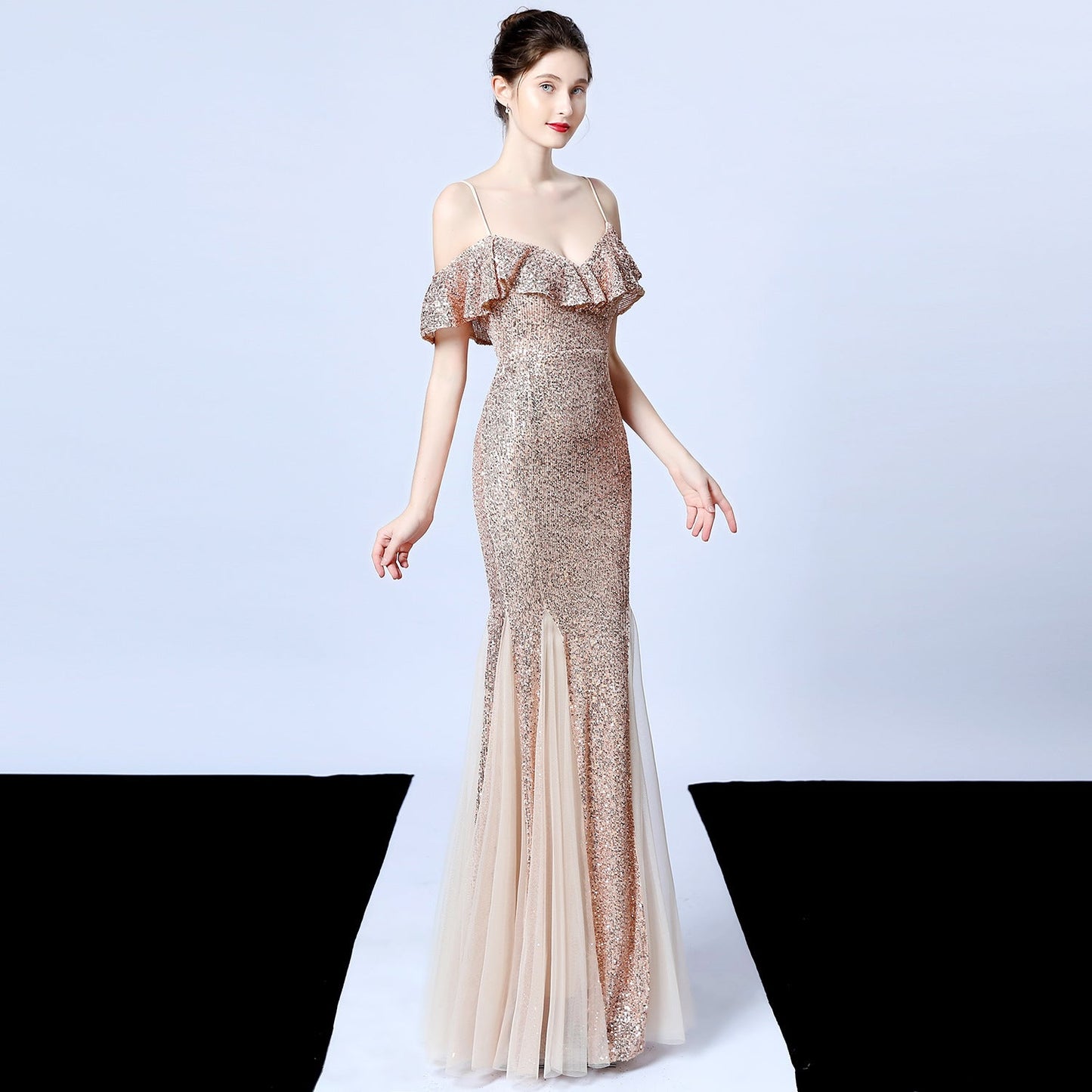 Silk Thread Fringe Beaded Formal Dresses