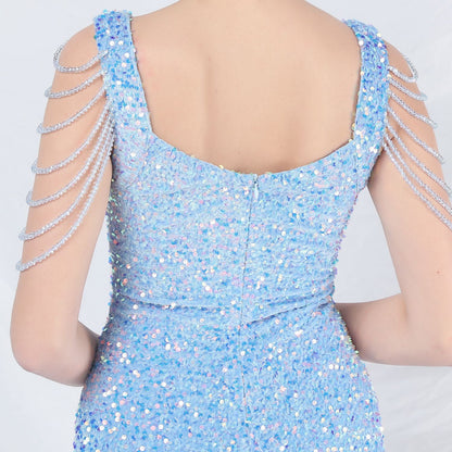 ベルベット裏地ビーズ付きフォーマルドレス