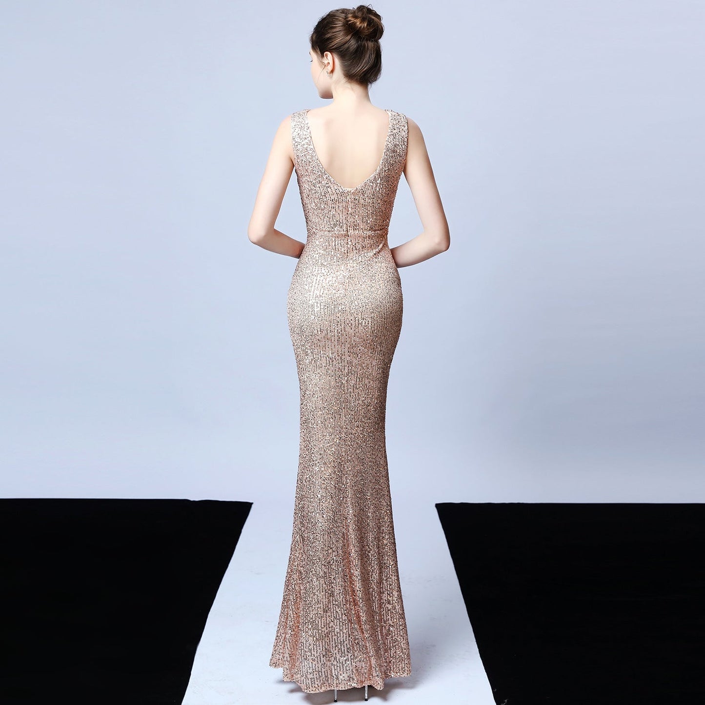 Long Sleeveless Sequin Formal Dress