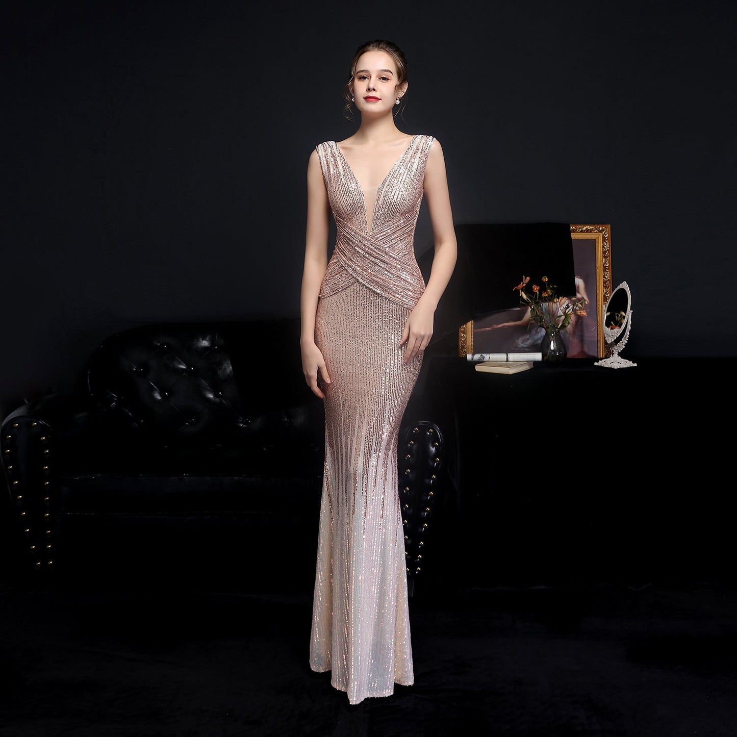 Sleeveless Sequin Formal Dress