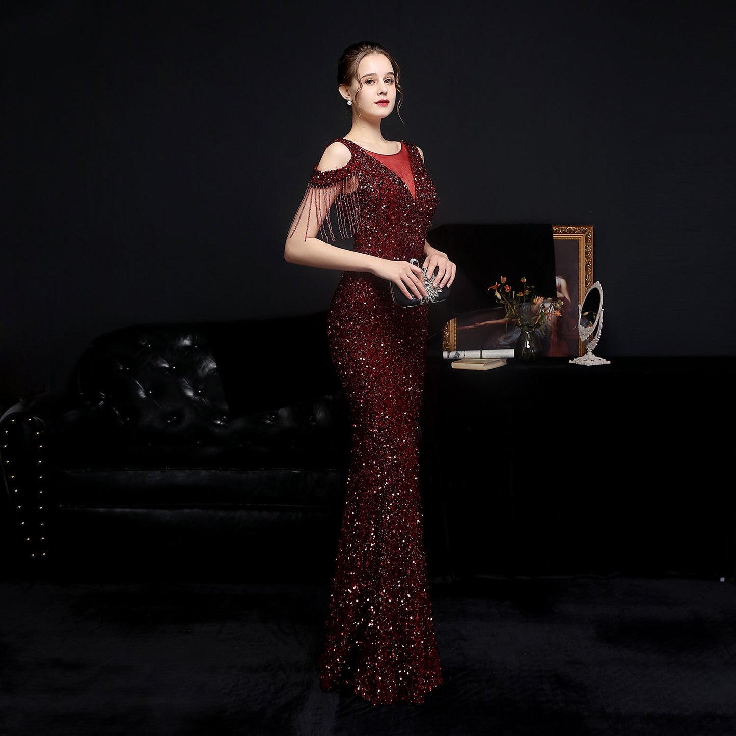 Illusion Beaded Formal Dress